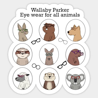 Wallaby Parker-eyewear for all animals (front only) Sticker